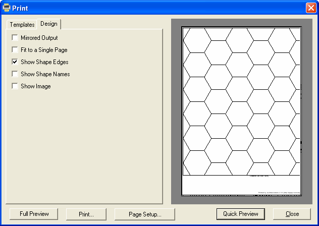 Printing Templates for Hexagons
